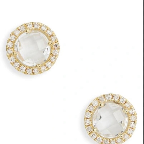 Meira T 14k Yellow Gold Clear Topaz Diamond Earrings - Picture 1 of 4